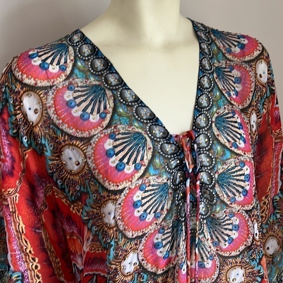 Akaru Women’s Sheer Beach Coverup Tunic Dress Multicolored Multi Print XL - Picture 2 of 15